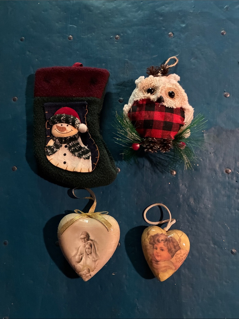 Holiday Decorative Ornaments Assorted Set - Green, Red, Cream